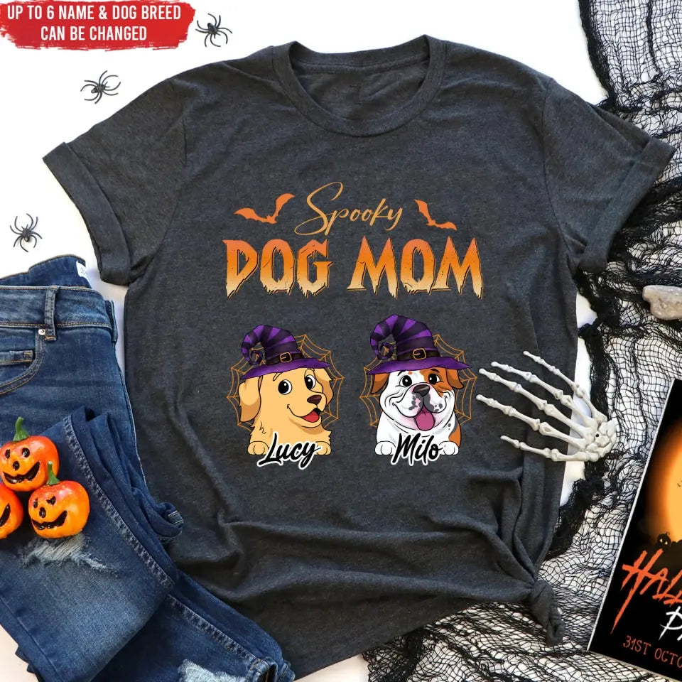 Spooky Dog Mom - Personalized T-Shirt, Halloween Gift For Dog Lover, Gift For Dog Mom - TS139TL