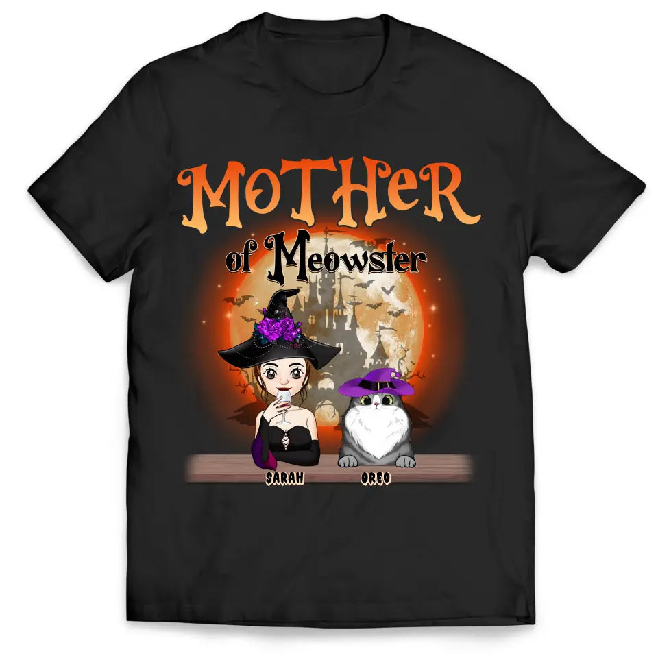 Mother Of Meowster/Meowsters Cat - Personalized T-Shirt, Gift For Cat Lovers, Halloween Gift - TS172AN