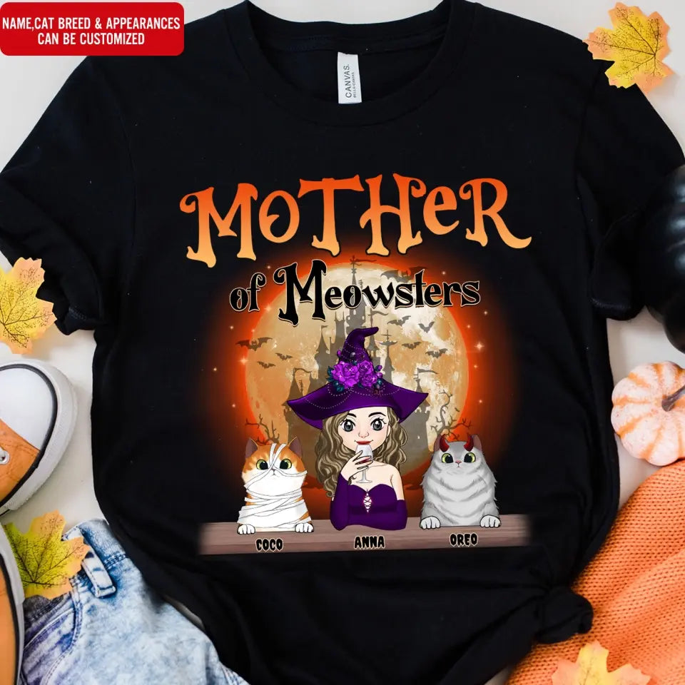 Mother Of Meowster/Meowsters Cat - Personalized T-Shirt, Gift For Cat Lovers, Halloween Gift, Halloween tshirt, kids Halloween shirt, Halloween shirts, Halloween t-shirt,t-shirt, tee, personalized shirt,halloween, happy halloween, halloween party, halloween gift, halloween costumes, cute halloween, funny halloween