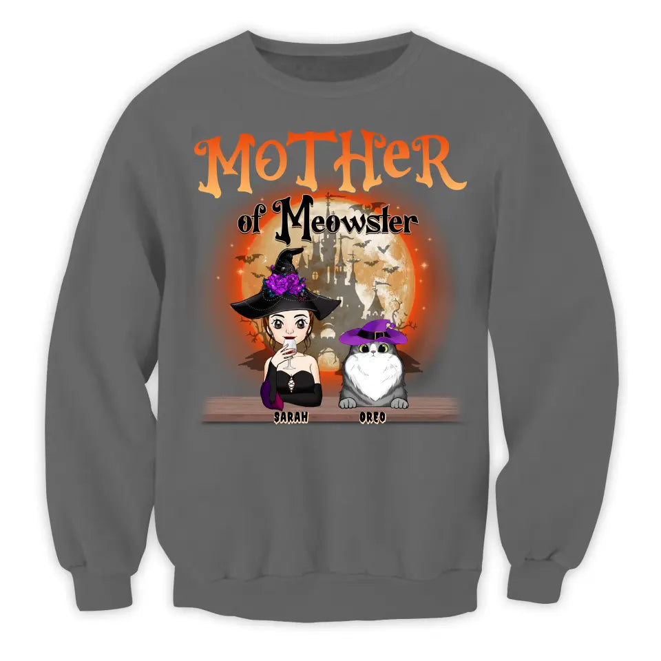 Mother Of Meowster/Meowsters Cat - Personalized T-Shirt, Gift For Cat Lovers, Halloween Gift - TS172AN