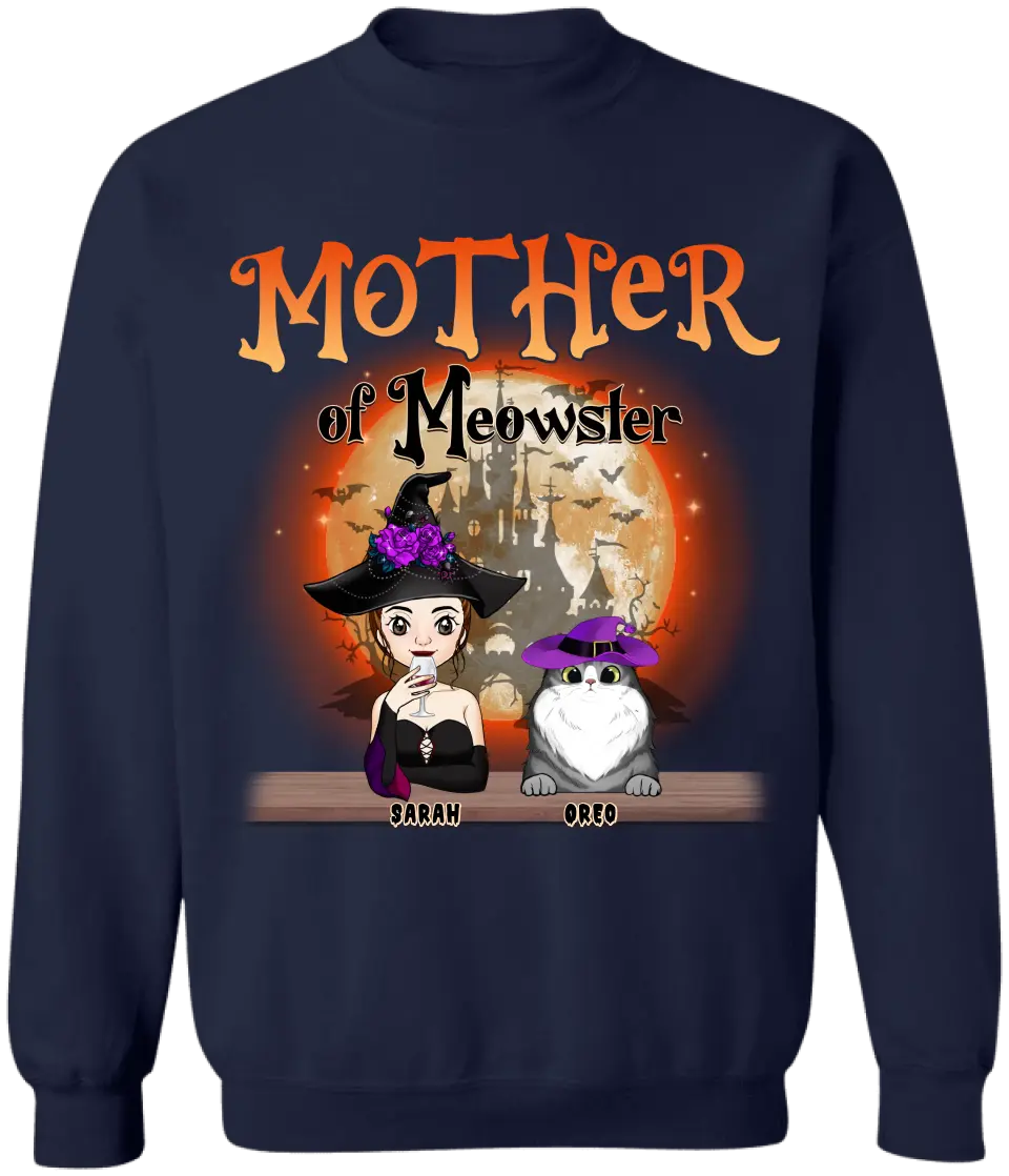 Mother Of Meowster/Meowsters Cat - Personalized T-Shirt, Gift For Cat Lovers, Halloween Gift - TS172AN