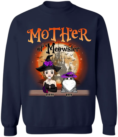 Mother Of Meowster/Meowsters Cat - Personalized T-Shirt, Gift For Cat Lovers, Halloween Gift - TS172AN