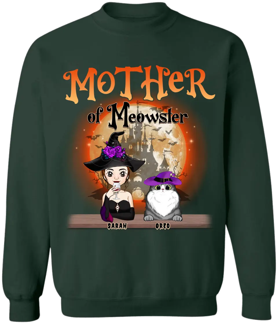 Mother Of Meowster/Meowsters Cat - Personalized T-Shirt, Gift For Cat Lovers, Halloween Gift - TS172AN