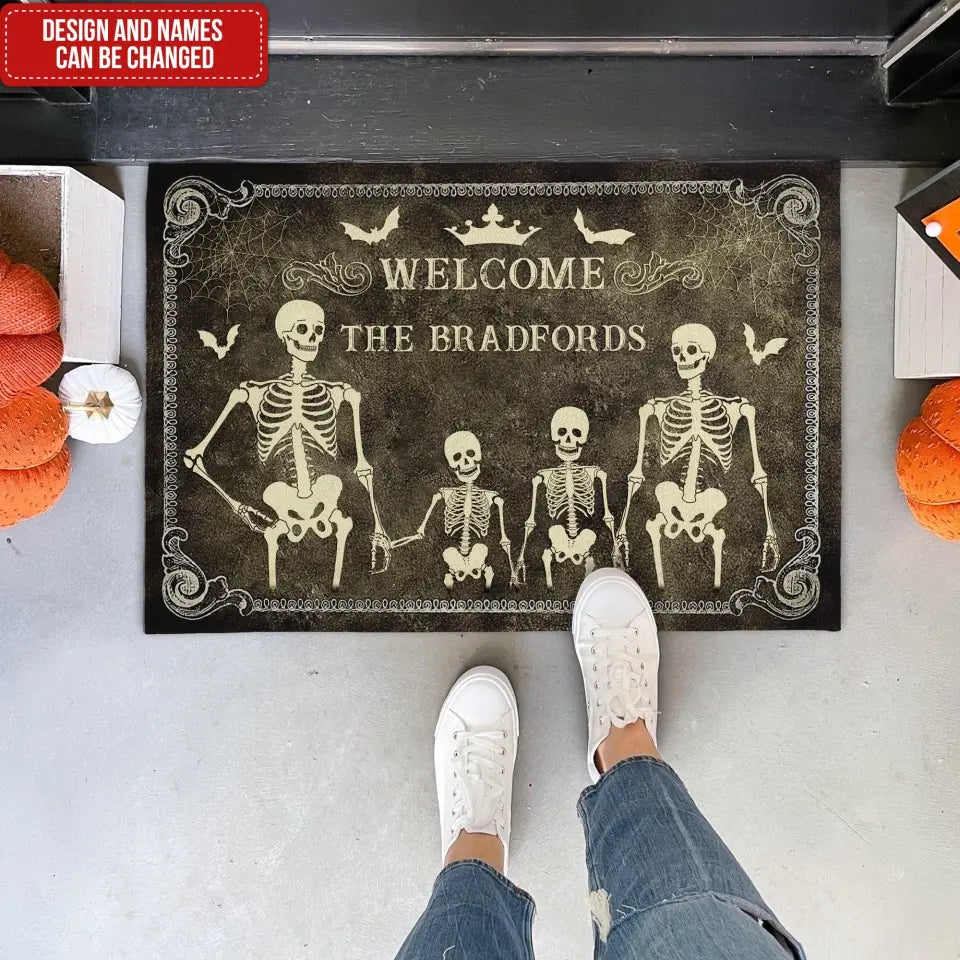 Family Gothic, Skulls Family - Personalized Doormat, Halloween Gift For Family - DM138TL