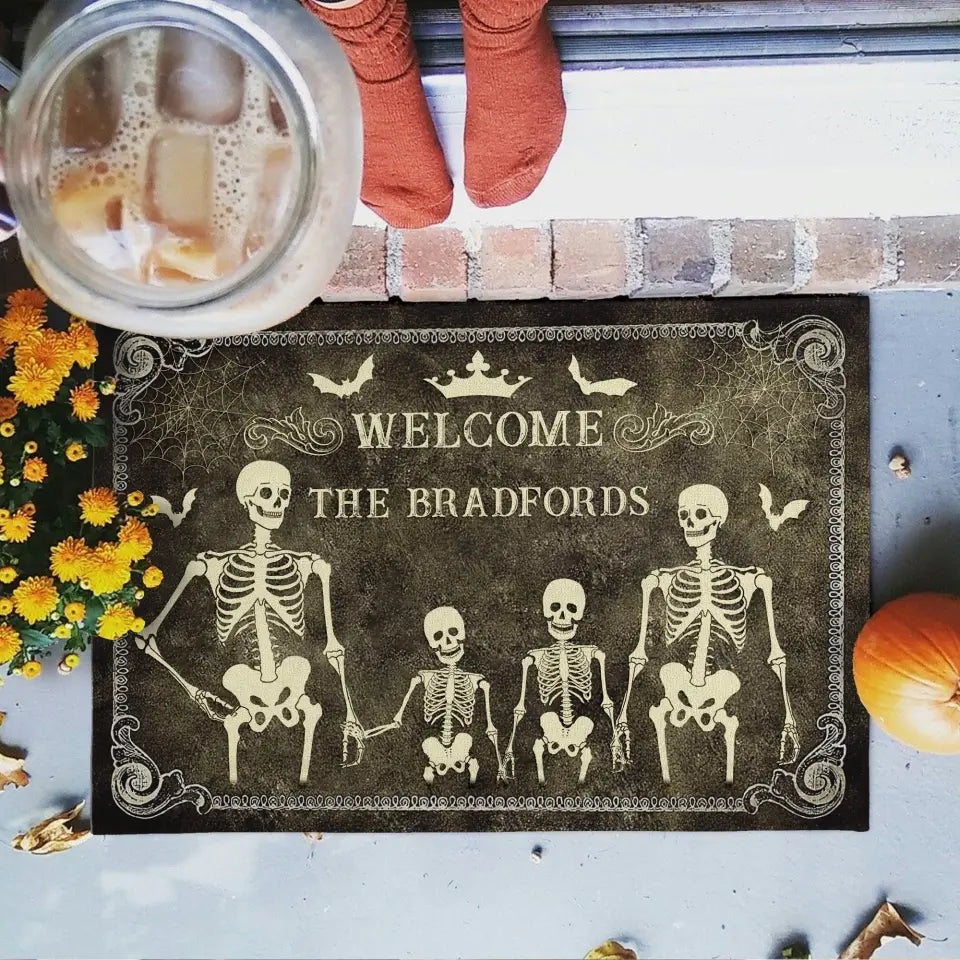Family Gothic, Skulls Family - Personalized Doormat, Halloween Gift For Family - DM138TL