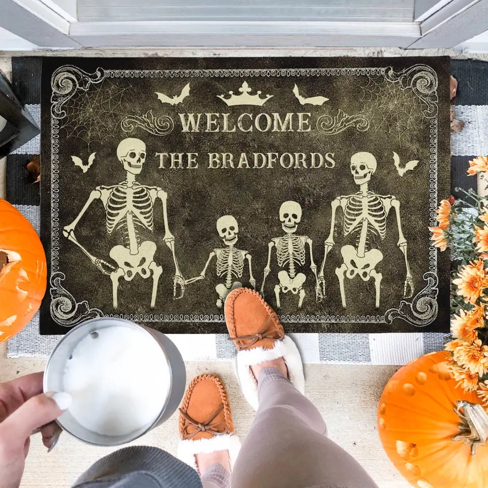 Family Gothic, Skulls Family - Personalized Doormat, Halloween Gift For Family - DM138TL