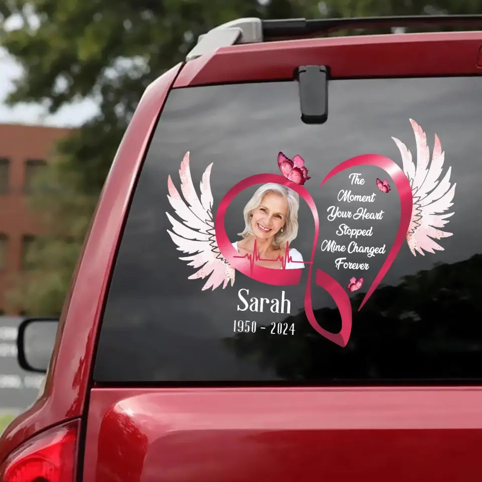 The Moment Your Heart Stopped Mine Changed Forever - Personalized Decal, Custom Photo -  DC135TL