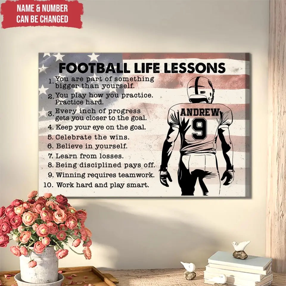 Football Life Lessons - Personalized Canvas, Gift for Football Players - CA42YV