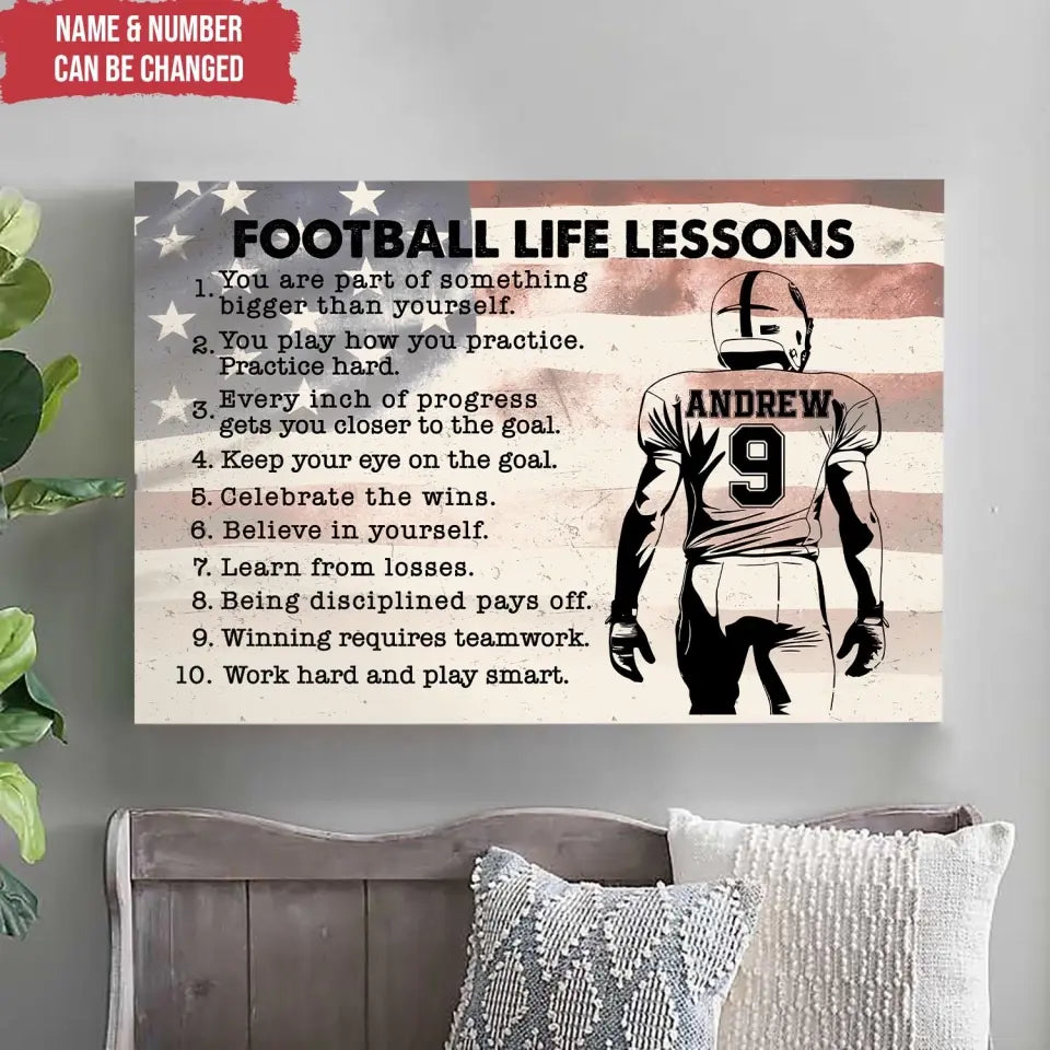 Football Life Lessons - Personalized Canvas, Gift for Football Players - CA42YV