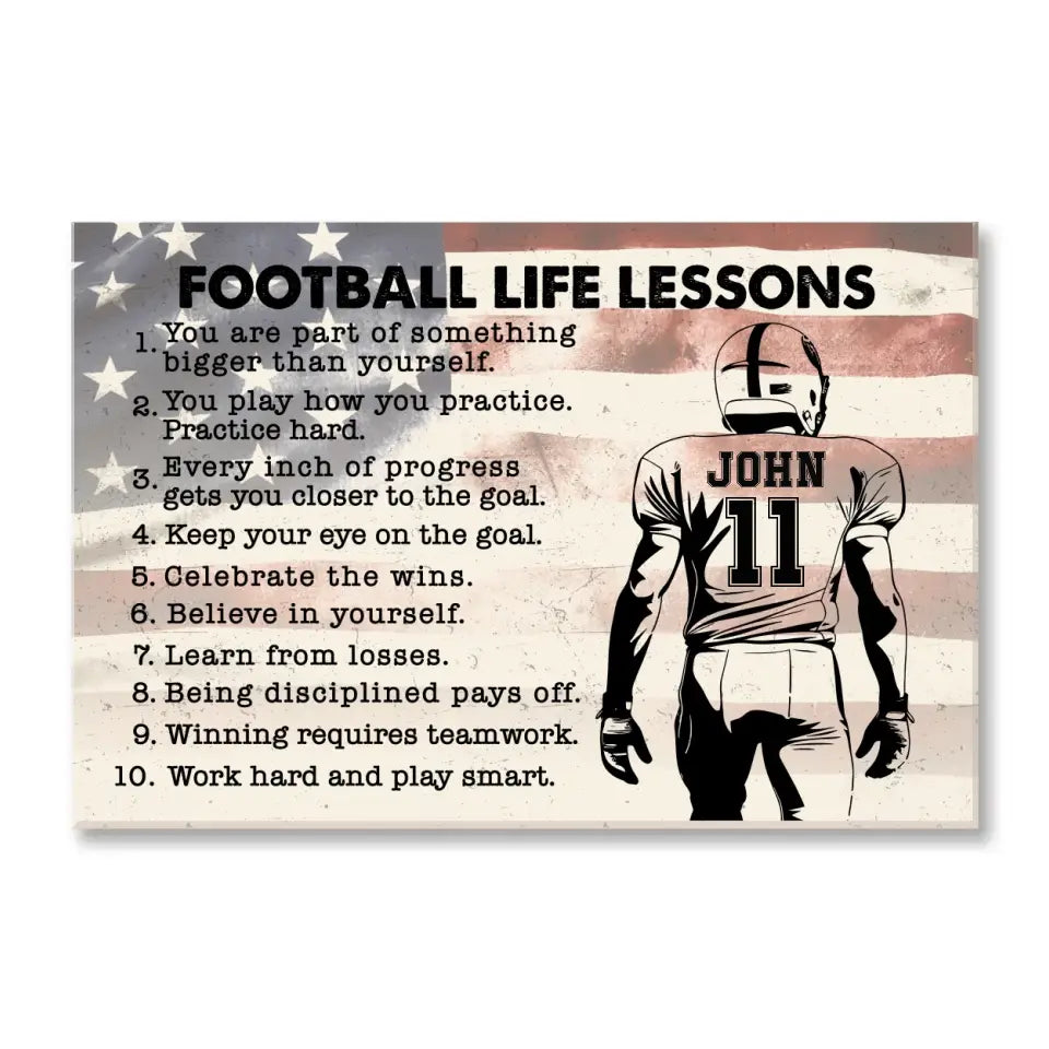 Football Life Lessons - Personalized Canvas, Gift for Football Players - CA42YV