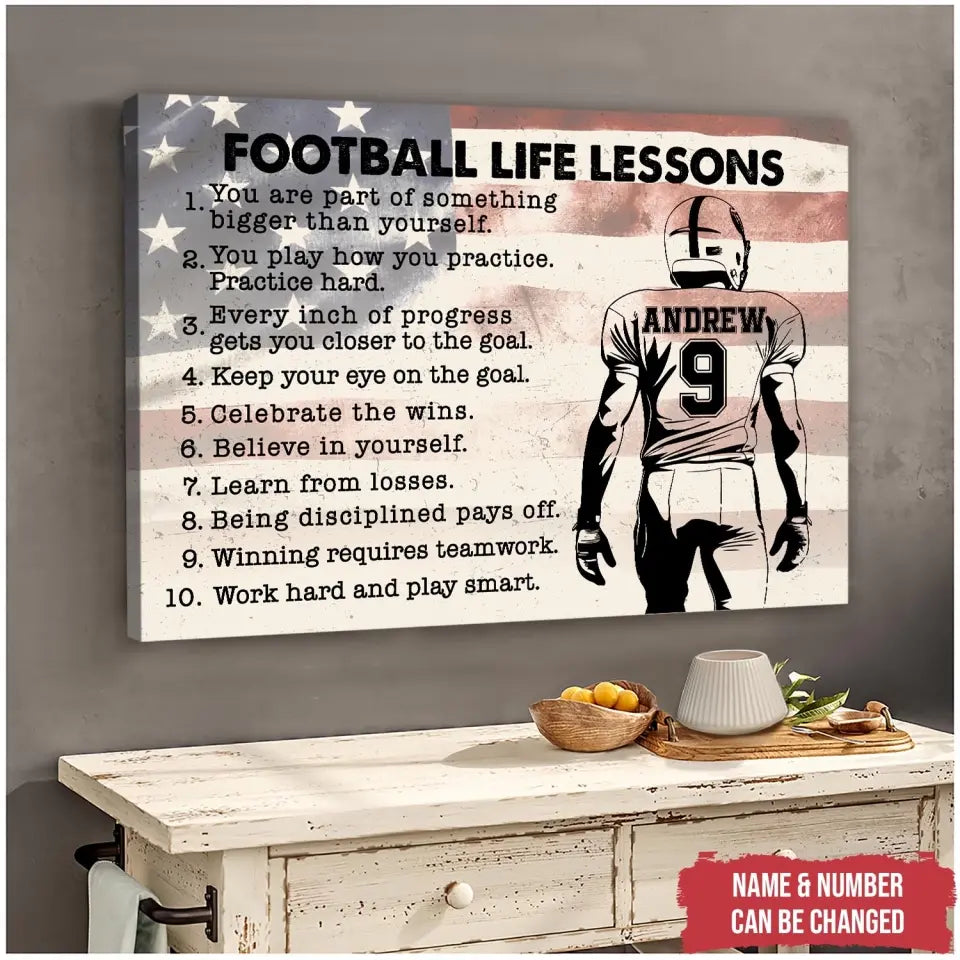 Football Life Lessons - Personalized Canvas, Gift for Football Players - CA42YV