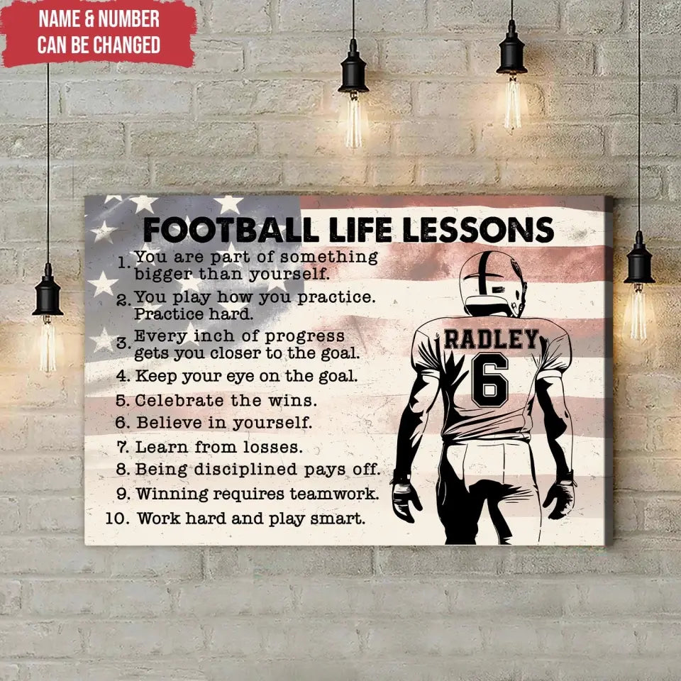 Football Life Lessons - Personalized Canvas, Gift for Football Players - CA42YV