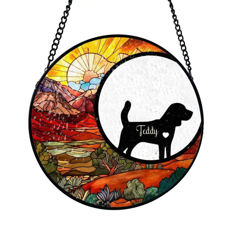 Loss of Pet - Personalized Window Stained Glass, Suncatcher Hanging, Gift For Dog Lover - WSG37UP