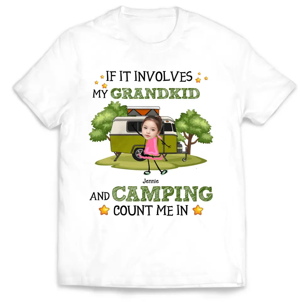 If It Involves My Grandkids And Camping Count Me In - Personalized T-Shirt, Camping Gift For Family - TS178AN