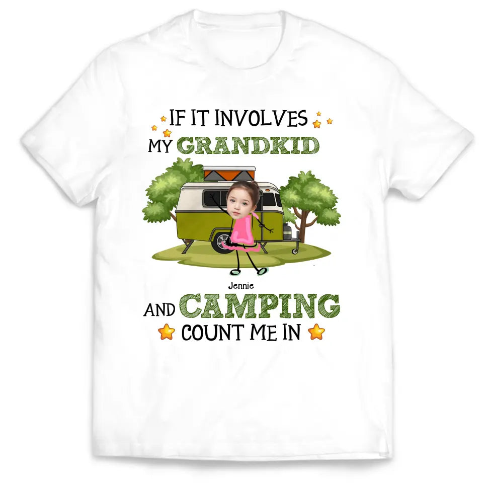 If It Involves My Grandkids And Camping Count Me In - Personalized T-Shirt, Camping Gift For Family - TS178AN