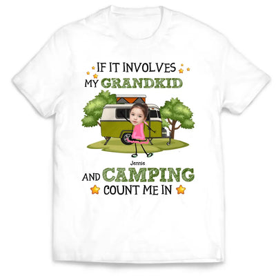 If It Involves My Grandkids And Camping Count Me In - Personalized T-Shirt, Camping Gift For Family - TS178AN