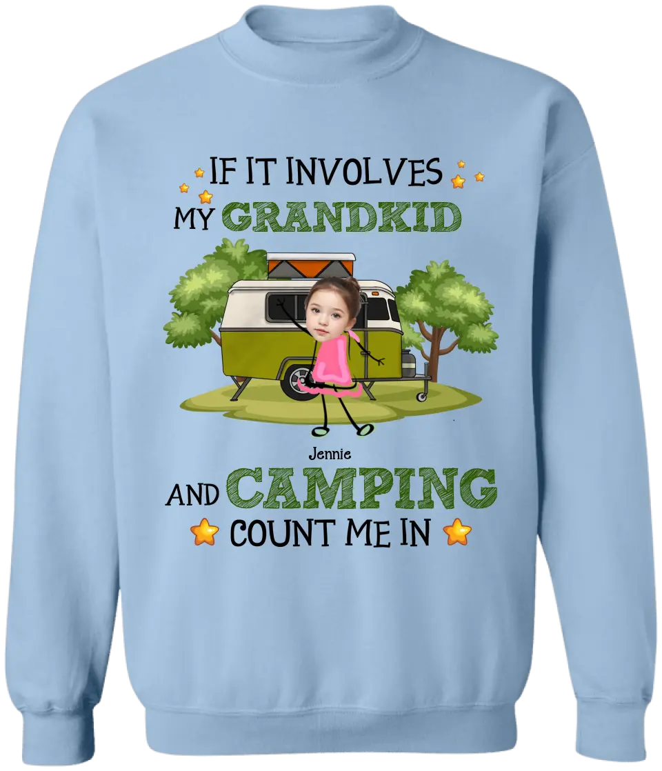 If It Involves My Grandkids And Camping Count Me In - Personalized T-Shirt, Camping Gift For Family - TS178AN