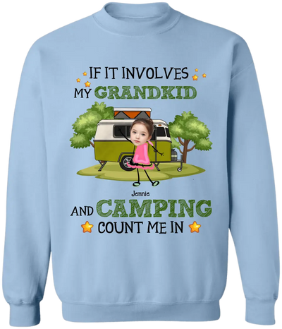 If It Involves My Grandkids And Camping Count Me In - Personalized T-Shirt, Camping Gift For Family - TS178AN