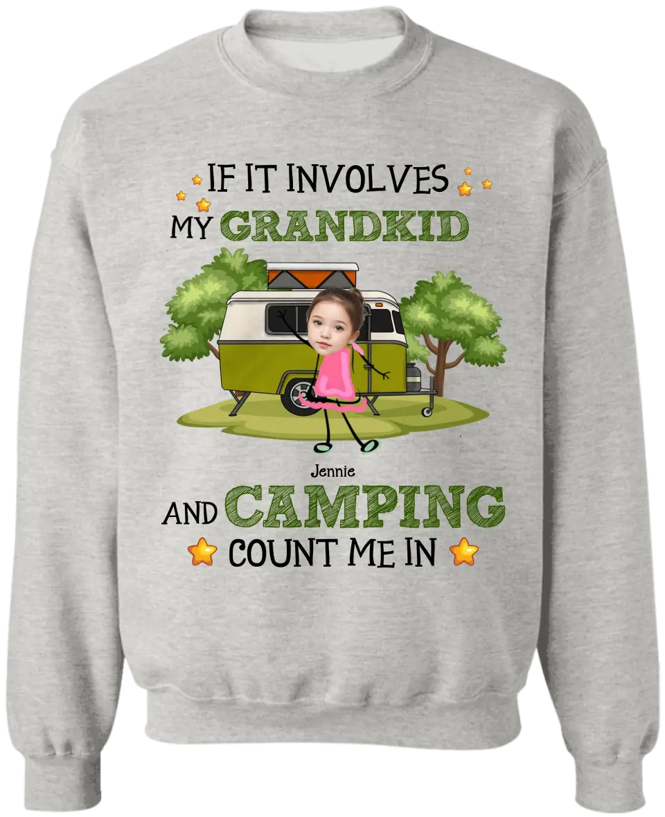 If It Involves My Grandkids And Camping Count Me In - Personalized T-Shirt, Camping Gift For Family - TS178AN