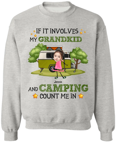 If It Involves My Grandkids And Camping Count Me In - Personalized T-Shirt, Camping Gift For Family - TS178AN