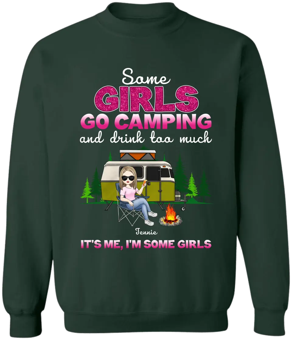 Camping Crew/ Some Girls Go Camping And Drink Too Much - Personalized T-Shirt, Gift For Camping Girl, Camping Lovers - TS179AN