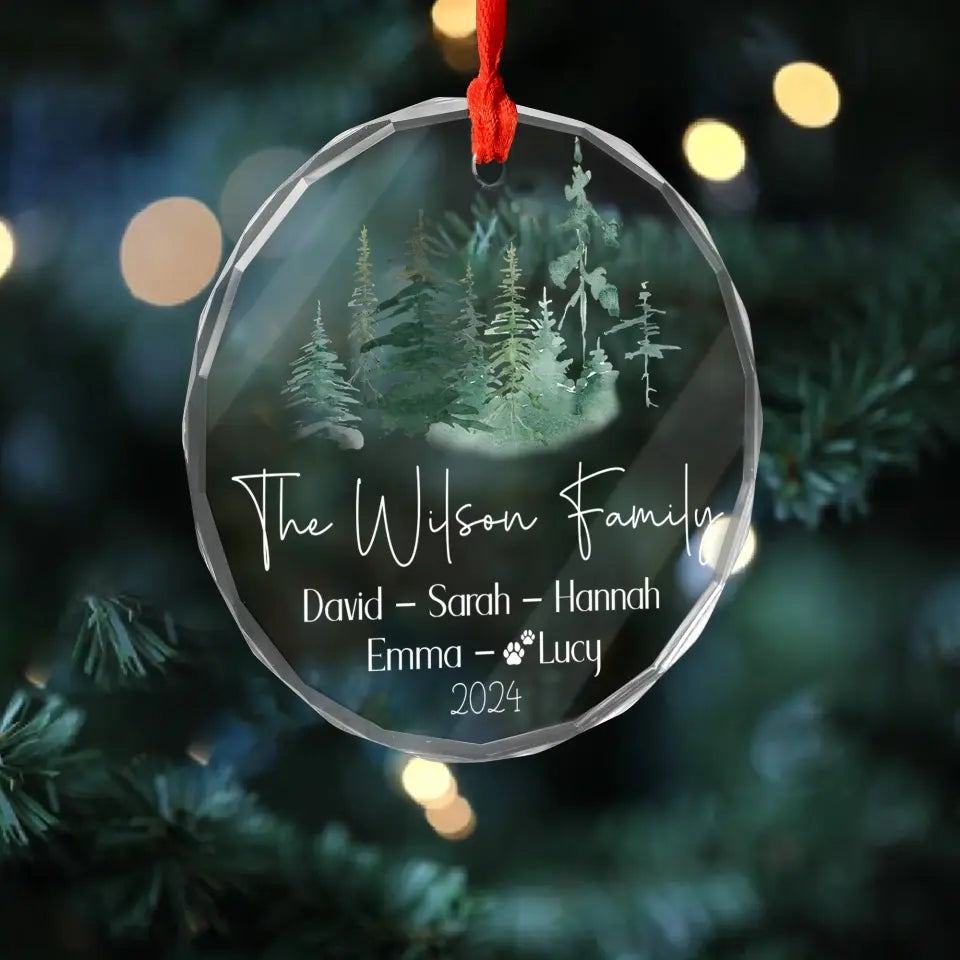 Forest Family Members Name - Personalized Glass Ornament, Family Christmas, Christmas Keepsake - GO155TL