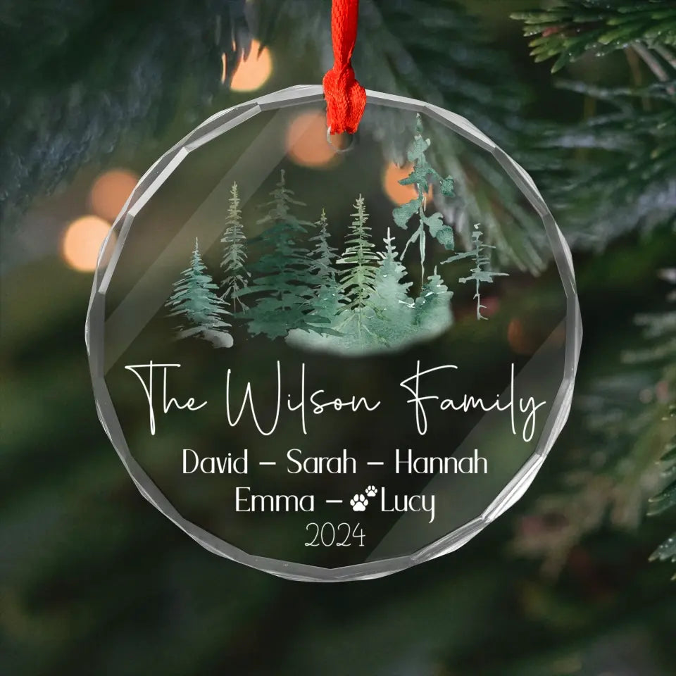 Forest Family Members Name - Personalized Glass Ornament, Family Christmas, Christmas Keepsake - GO155TL