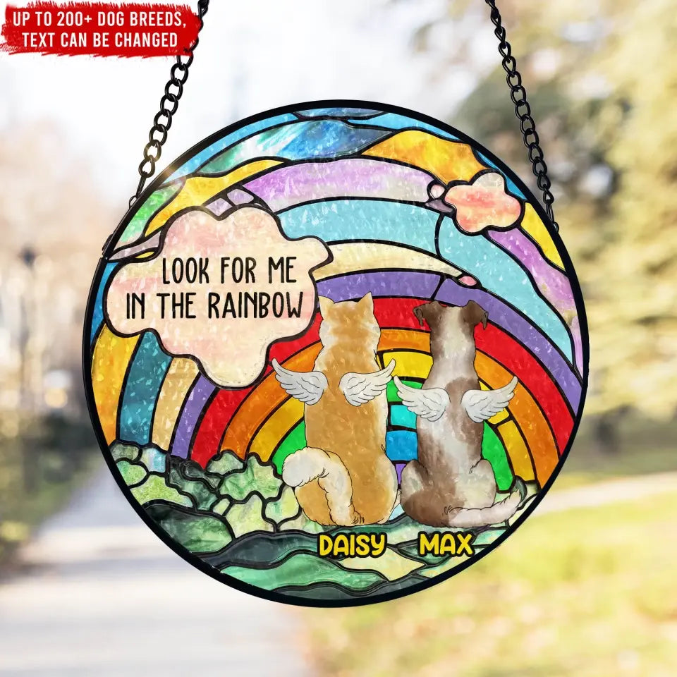 Look For Me In The Rainbow - Personalized Window Stained Glass, Suncatcher Hanging - WSG73UP