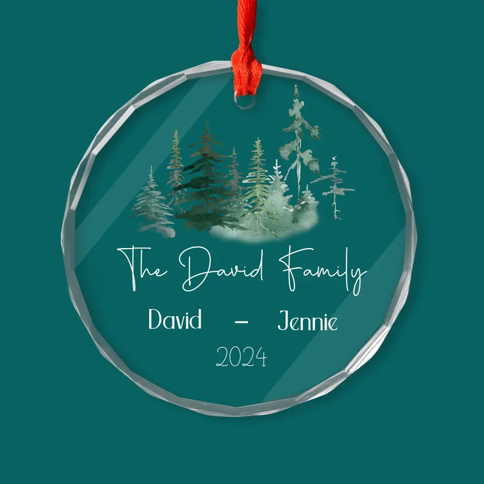 Forest Family Members Name - Personalized Glass Ornament, Family Christmas, Christmas Keepsake - GO155TL