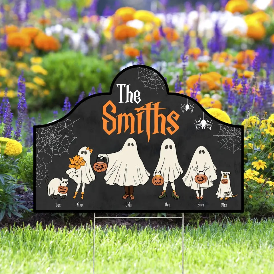 Halloween Ghost Family - Personalized Yard Sign Custom Shape, Halloween Yard Sign, Halloween Outdoor Decor - YS150TL