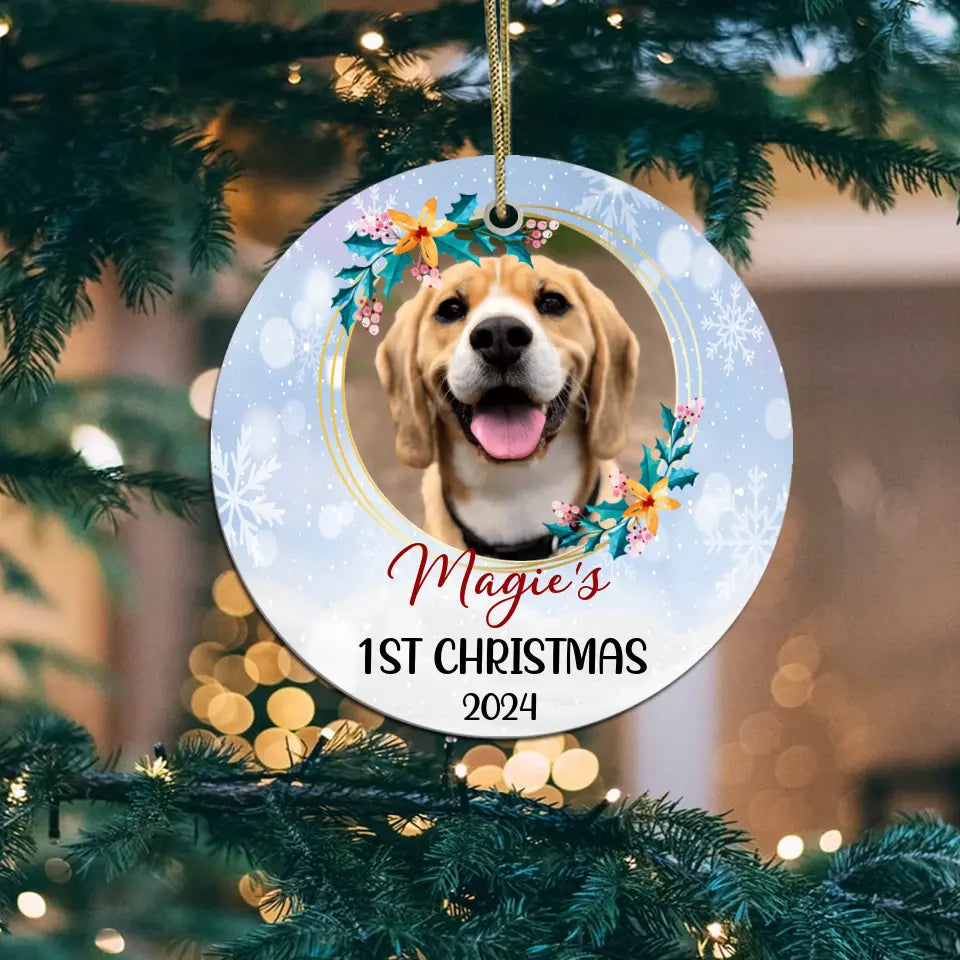 Custom Pet's Photo, Christmas Personalized Circle Ornament