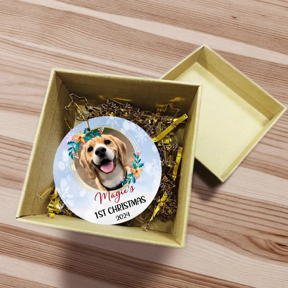 Custom Pet's Photo, Christmas Personalized Circle Ornament