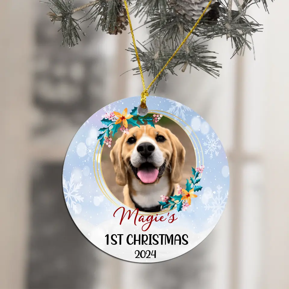 Custom Pet's Photo, Christmas Personalized Circle Ornament