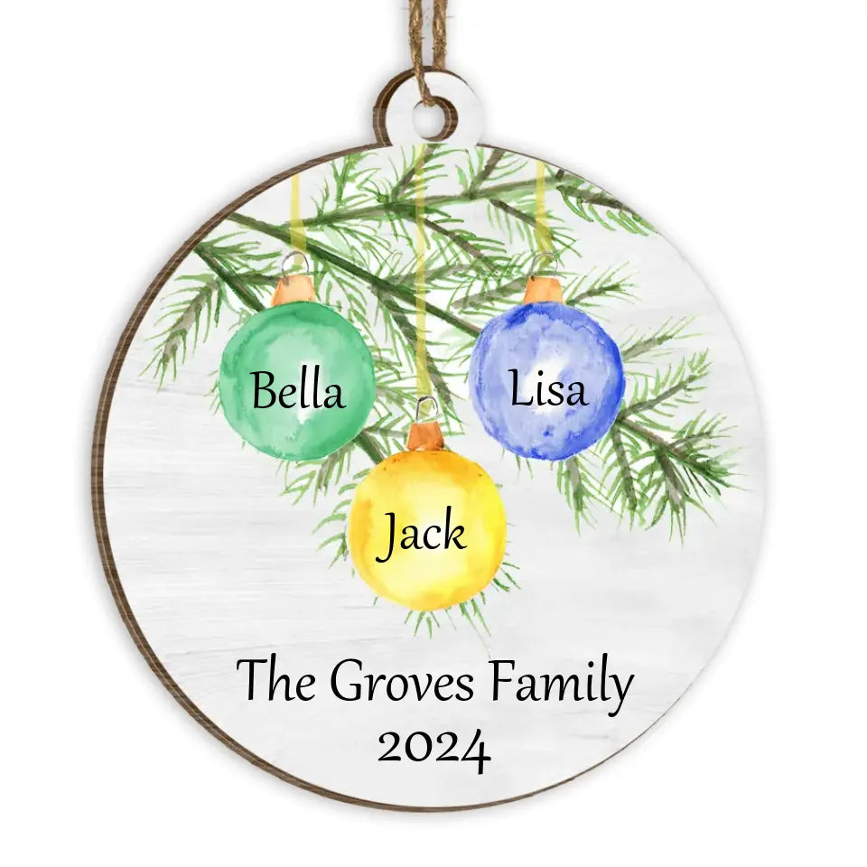 Custom Family Christmas Ornament - Personalized Wooden Ornament, Christmas Gift For Family