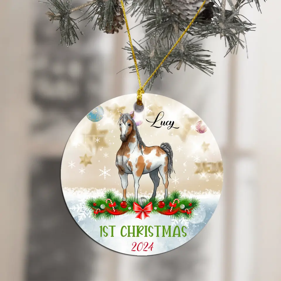 Custom Horse Ornament - Personalized Circle Ornament