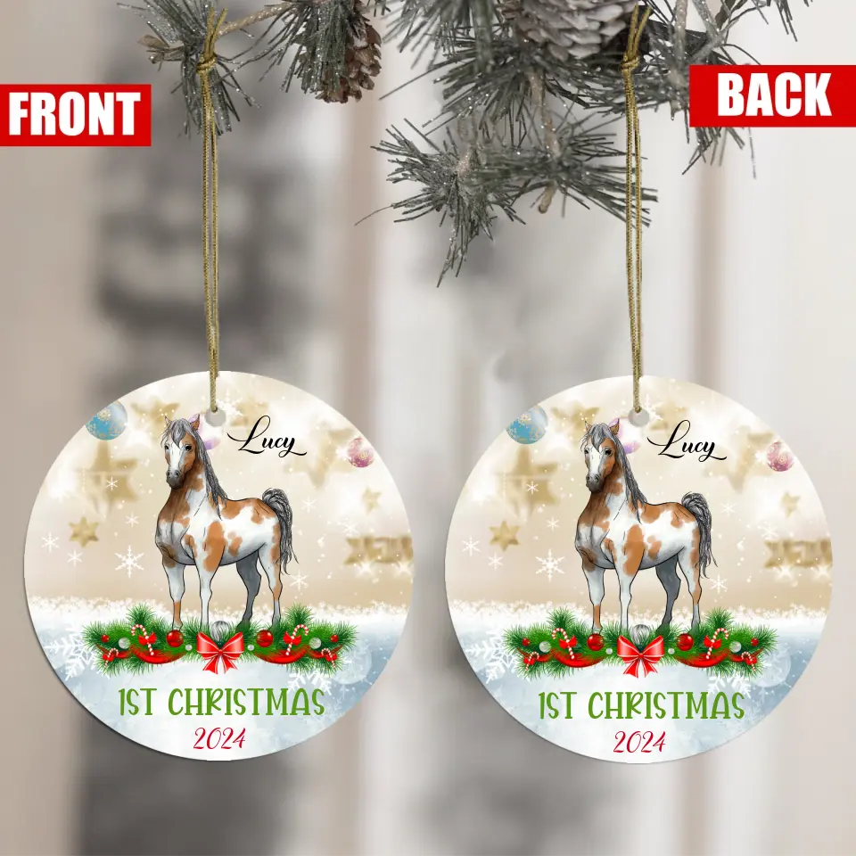 Custom Horse Ornament - Personalized Circle Ornament