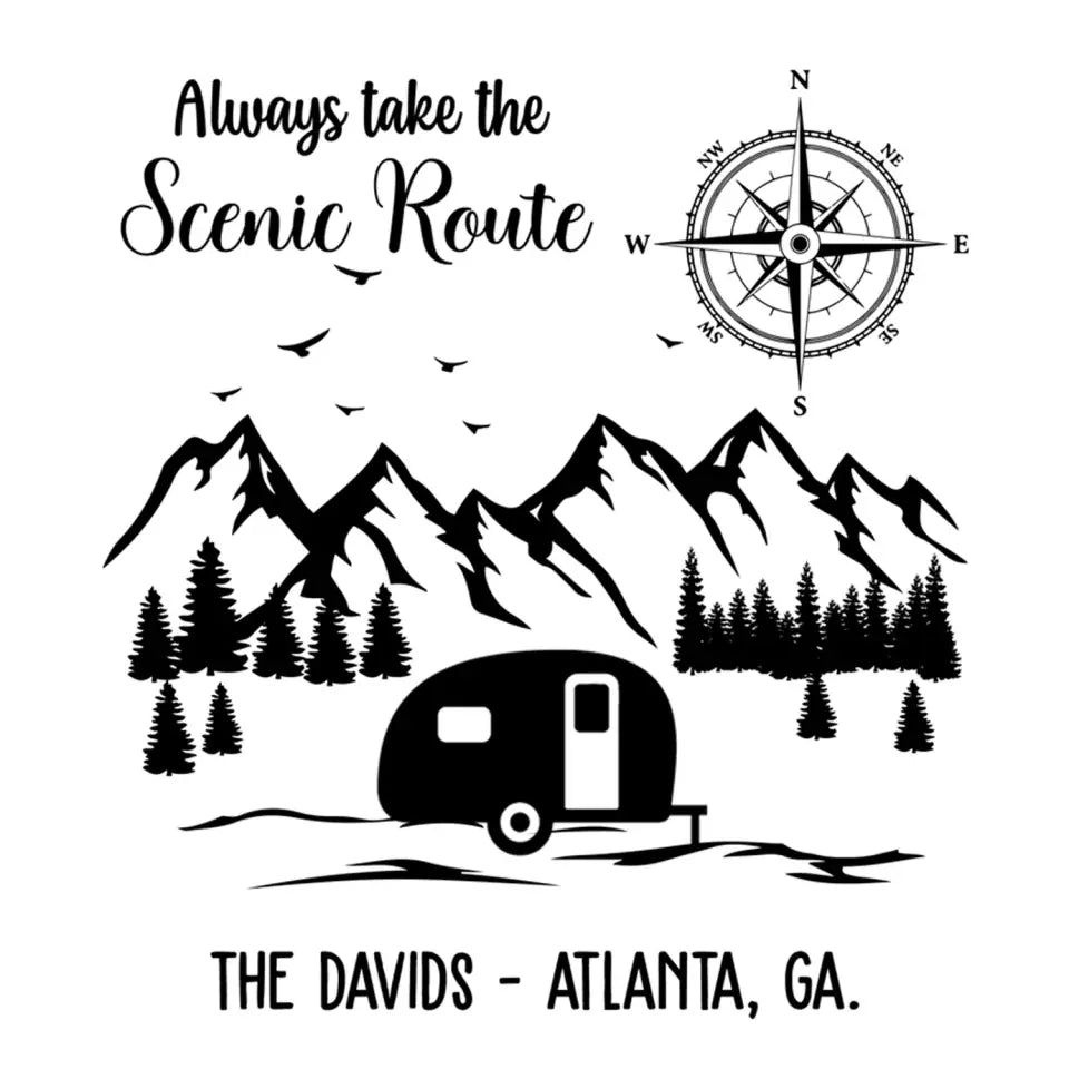 RVs Camping Compass Always Take The Scenic Route - Personalized Decal, Gift For Camping Lovers - PCD190AN