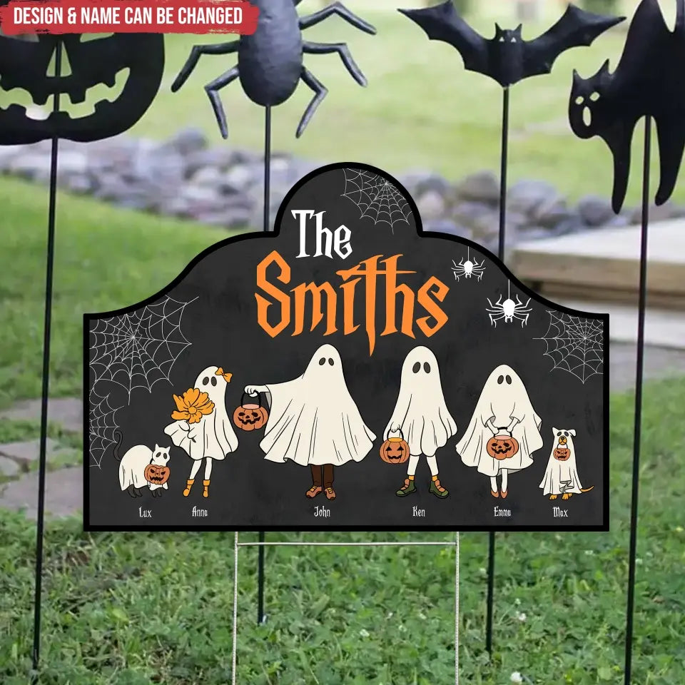 Halloween Ghost Family - Personalized Yard Sign Custom Shape, Halloween Yard Sign, Halloween Outdoor Decor - YS150TL