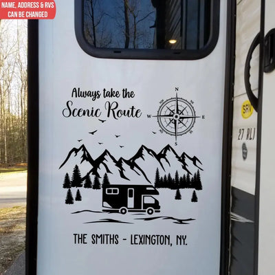 RVs Camping Compass Always Take The Scenic Route - Personalized Decal, Gift For Camping Lovers - PCD190AN