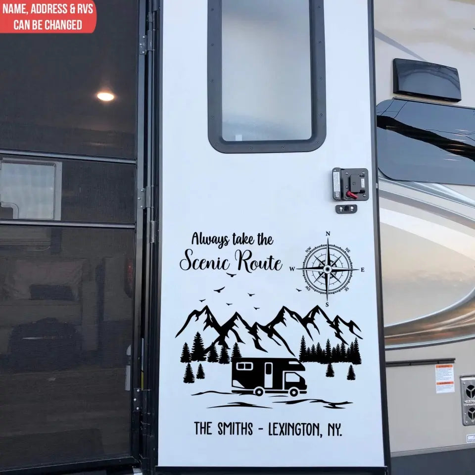 RVs Camping Compass Always Take The Scenic Route - Personalized Decal, Gift For Camping Lovers - PCD190AN