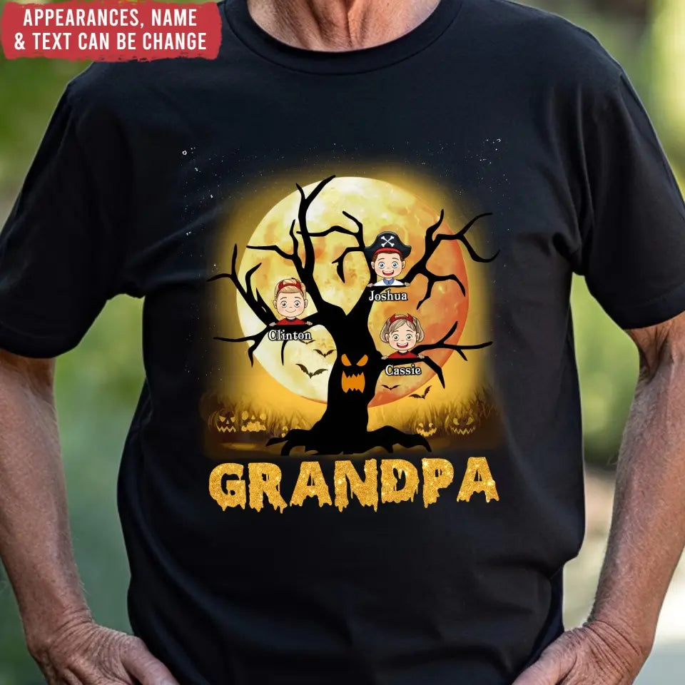 Halloween Spooky Tree Grandma - Personalized T-Shirt, Gift For Grandma, For Family - TS186AN