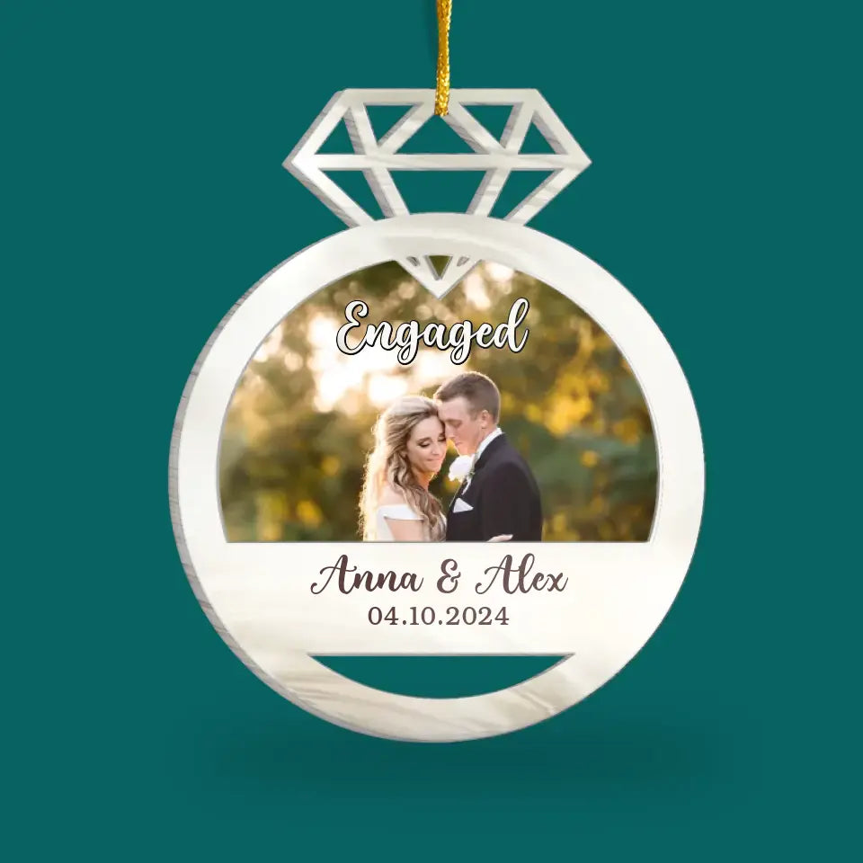 Engaged Couple - Personalized Acrylic Ornament, Gift For Christmas