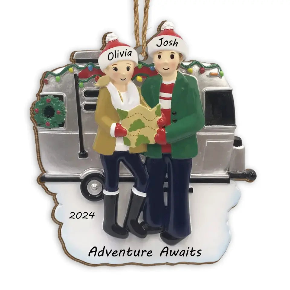 Happy Campers - Gift For Camping Lover - Personalized Christmas Ornaments For Couples - Personalized RV Camper Couples Christmas Ornament 2022