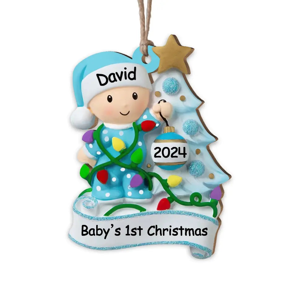 Baby's 1st Christmas - Personalized Wooden Ornament, Gift For Christmas - ORN133