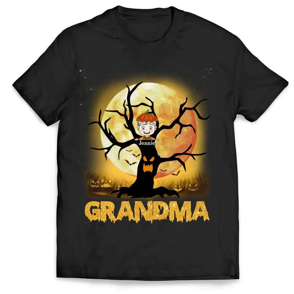 Halloween Spooky Tree Grandma - Personalized T-Shirt, Gift For Grandma, For Family - TS186AN