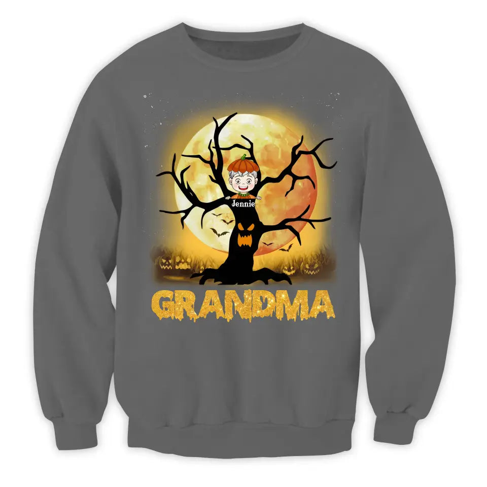 Halloween Spooky Tree Grandma - Personalized T-Shirt, Gift For Grandma, For Family - TS186AN