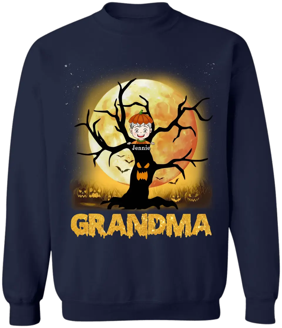 Halloween Spooky Tree Grandma - Personalized T-Shirt, Gift For Grandma, For Family - TS186AN