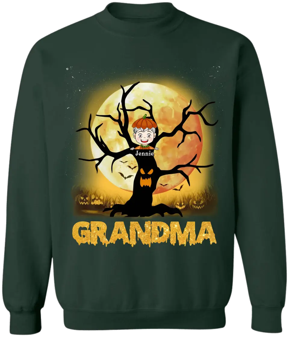 Halloween Spooky Tree Grandma - Personalized T-Shirt, Gift For Grandma, For Family - TS186AN