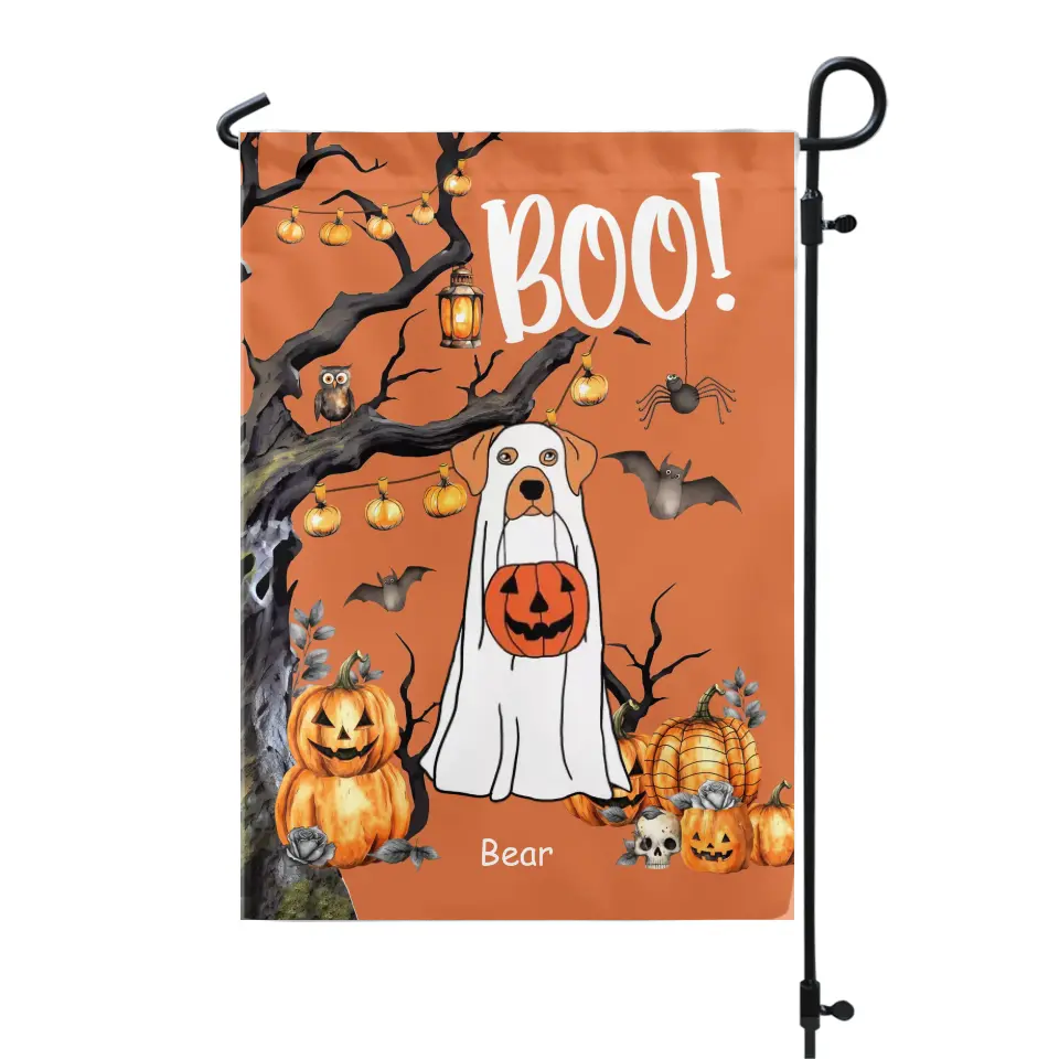 Ghost Dog Boo Halloween - Personalized Garden Flag, Gift For Dog Lovers, Home Decor For Halloween - GF189AN