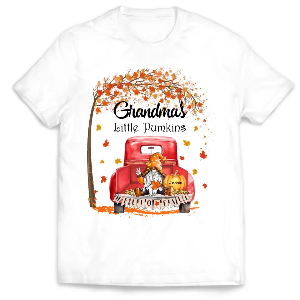 Grandma&#39;s Little Pumkins - Personalized T-Shirt, Gift For Fall, Gift For Grandma - TS131TL